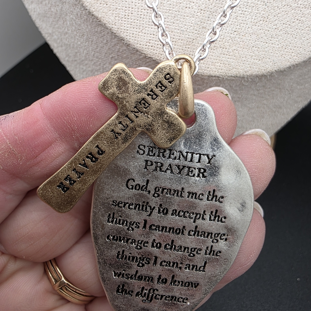 Gold and Silver Serenity Prayer Spoon Pendant (1638)